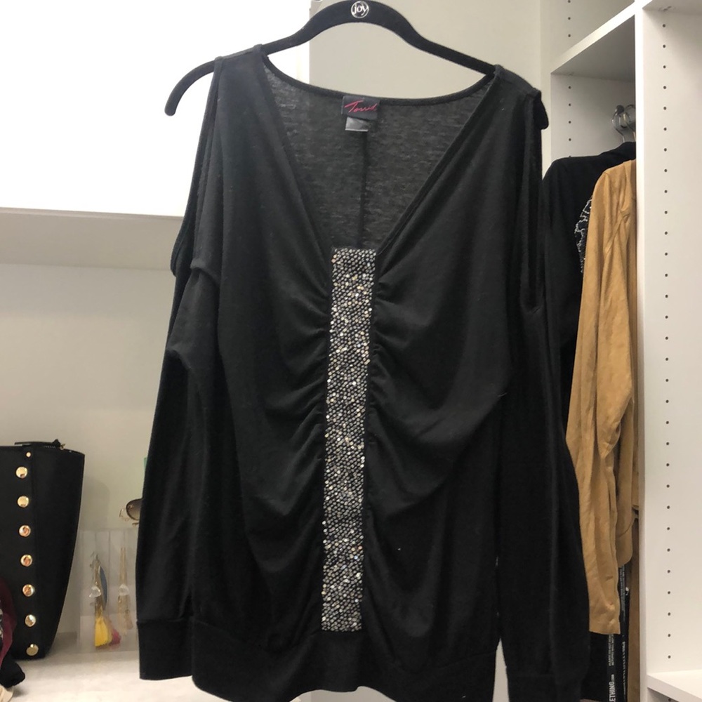 Used Black Sequins Top